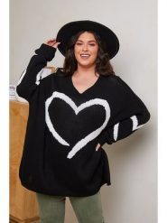 Curvy Lady Sweter w kolorze czarnym rozmiar: 48/50. Czarne swetry Curvy Lady, bez wzorów, ze splotem, bez ramiączek. Za 78.99 zł.