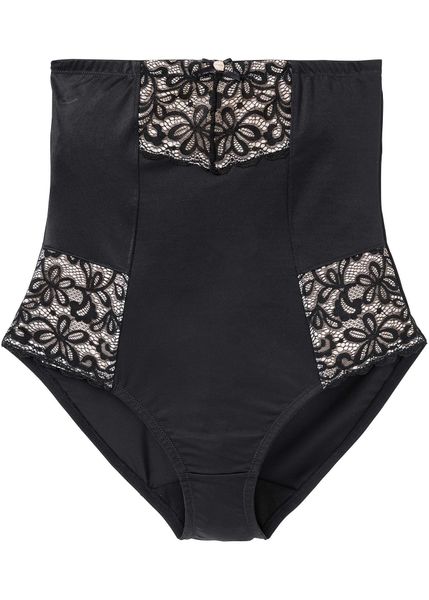 Figi, silny efekt modelowania sylwetki. Czarne figi bonprix, bez wzorów, z jeansu. Za 77.99 zł.