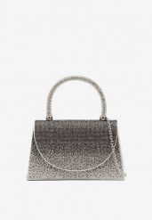 Srebrna Koktajlowa Torebka Cyrkoniowa Dimene. Szare torby na ramię Born2be, bez wzorów, eleganckie, na ramię, bez dodatków. Za 69.99 zł.