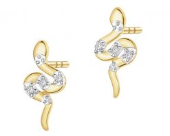 Kolczyki z żółtego złota z diamentami - węże - 0,01 ct - próba 375. Żółte kolczyki Apart, z diamentem, złote. Za 959.00 zł.