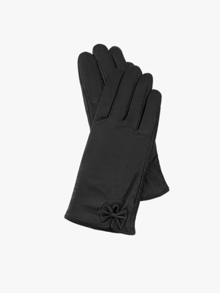 Czarne rękawiczki ze skóry licowej. Czarne rękawiczki Ryłko, bez wzorów, ze skóry, eleganckie. Za 129.99 zł.