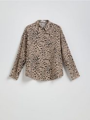 Wzorzysta koszula z wiskozy - wielobarwny. Koszule Reserved, l, bez wzorów, z tkaniny, bez kołnierzyka, bez ramiączek. W wyprzedaży za 39.99 zł.