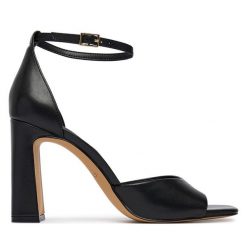 Sandały Aldo. Czarne sandały Aldo, bez wzorów, bez obcasa, na słupku, bez zapięcia. Za 409.99 zł.