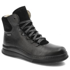 Czarne Botki Pollonus Ocieplane Buty Damskie. Czarne botki Pollonus, na zimę, z aplikacjami, ze skóry, bez obcasa, bez zapięcia. Za 369.00 zł.