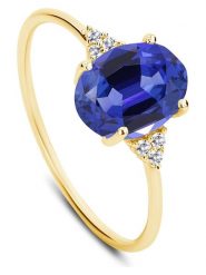 DIA DIAMONDS Pozłacany pierścionek z diamentami i tanzanitem rozmiar: 54. Niebieskie pierścionki DIA DIAMONDS, z diamentem, pozłacane. Za 195.45 zł.