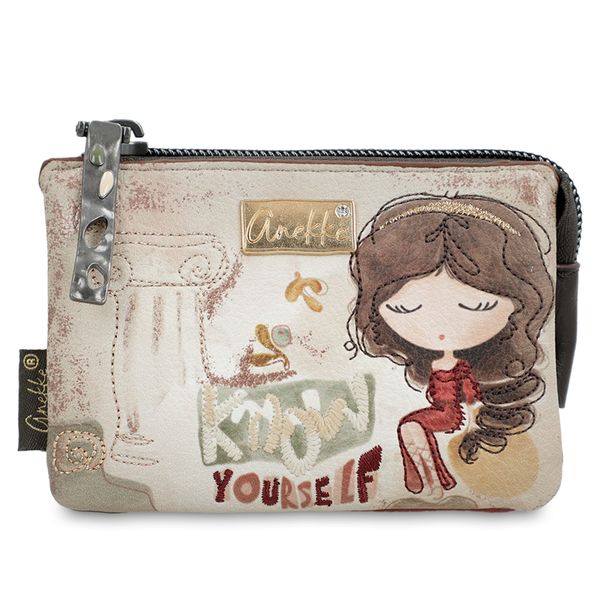 Beżowa Stylowa Portmonetka Damska Anekke. Brązowe portfele Anekke, bez wzorów. Za 119.00 zł.