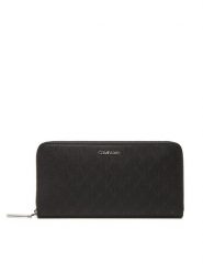 Calvin Klein Duży Portfel Damski Ck Must Aop Large Zip Around LV04F1073G Czarny. Czarne portfele Calvin Klein, bez wzorów, ze skóry. Za 329.99 zł.