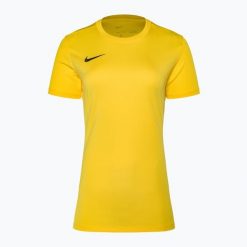 Koszulka piłkarska damska Nike Dri-FIT Park VII. Żółte bluzki Nike, xs, bez wzorów, sportowe, bez kołnierzyka, bez ramiączek. W wyprzedaży za 49.00 zł.
