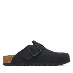Klapki Birkenstock. Czarne klapki Birkenstock, bez wzorów, bez obcasa. Za 779.99 zł.