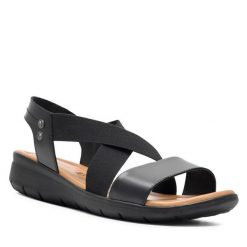 Sandały Go Soft. Czarne sandały GO SOFT, bez wzorów, bez obcasa, na płaskiej podeszwie, bez zapięcia. Za 149.99 zł.