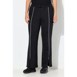 Damskie Spodnie dresowe lamówki proste nogawki elastyczny pas. Czarne spodnie dresowe Ulla Popken, plus size, bez wzorów, z bawełny. W wyprzedaży za 159.99 zł.