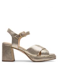 Clarks Sandały Ritzy75 Rae 26181303 Złoty. Żółte sandały Clarks, bez wzorów, ze skóry, bez obcasa, na słupku, bez zapięcia. Za 459.99 zł.