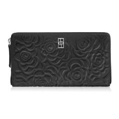 Czarny portfel damski ze skóry naturalnej w kwiaty Paolo Peruzzi AL-13-BL. Czarne portfele PAOLO PERUZZI, bez wzorów, ze skóry. Za 89.00 zł.