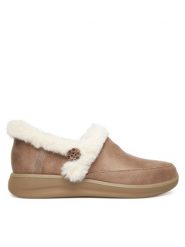 Skechers Kapcie Cozy Escape 168114/TPE Szary. Szare obuwie domowe Skechers, bez wzorów, ze skóry, bez zapięcia. Za 249.99 zł.