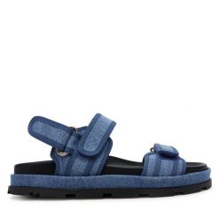 Sandały Pollini. Niebieskie sandały Pollini, bez wzorów, bez obcasa, na płaskiej podeszwie, bez zapięcia. Za 1,219.00 zł.