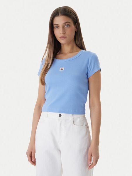 Calvin Klein Jeans T-Shirt LV047C200G Niebieski Regular Fit. Niebieskie t-shirty Calvin Klein Jeans, m, bez wzorów, z bawełny, bez kołnierzyka, bez ramiączek. Za 121.99 zł.