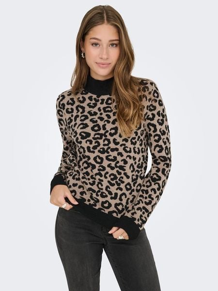 ONLY Sweter w kolorze jasnobrązowo-czarnym rozmiar: L. Brązowe swetry Only, l, bez wzorów, bez ramiączek. Za 99.95 zł.