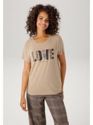 Aniston Koszulka w kolorze beżowym rozmiar: 40. Brązowe bluzki Aniston, bez wzorów, bez kołnierzyka, bez ramiączek. Za 32.67 zł.