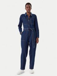 French Connection Kombinezon 7UZAC Granatowy Regular Fit. Niebieskie sukienki French Connection, bez wzorów, z bawełny, bez kołnierzyka, bez ramiączek. Za 689.99 zł.