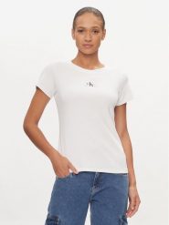 Calvin Klein Jeans T-Shirt J20J223358 Biały Slim Fit. Białe t-shirty Calvin Klein Jeans, l, bez wzorów, z bawełny, bez kołnierzyka, bez ramiączek. Za 99.99 zł.