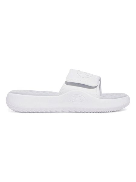 Under Armour Klapki "Ignite Pro 8" w kolorze białym rozmiar: 39. Białe klapki Under Armour, bez wzorów, z otwartym noskiem, bez obcasa. Za 140.20 zł.
