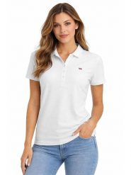 Geographical Norway Koszulka polo "Krystaline" w kolorze białym rozmiar: S. Białe bluzki Geographical Norway, s, bez wzorów, z bawełny, bez kołnierzyka, bez ramiączek. Za 86.99 zł.