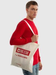 Torba bawełniana unisex Warszawa 102. Białe torby na ramię Big Star, z aplikacjami, z bawełny, na ramię, z nadrukiem. Za 4.99 zł.