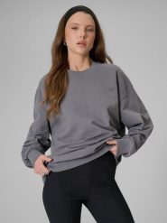 4F Bluza dresowa loose bez kaptura damska - szara M. Szare bluzy 4f, m, bez wzorów, z bawełny, bez kaptura. Za 159.99 zł.