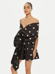 BARDOT Sukienka koktajlowa 59557DB1 Czarny Regular Fit. Czarne sukienki Bardot, bez wzorów, z syntetyku, wizytowe, bez kołnierzyka, bez ramiączek. Za 539.99 zł.