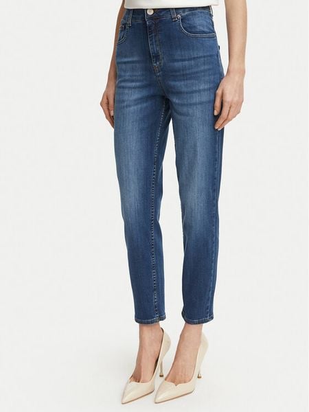 Fracomina Jeansy FP26WVD005D46002 Granatowy Mom Fit. Niebieskie jeansy Fracomina, bez wzorów. Za 489.99 zł.