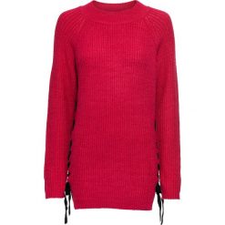 Sweter dzianinowy ze sznurowaną wstawką bonprix czerwono-czarny. Swetry marki bonprix. Za 37.99 zł.
