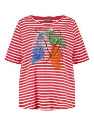 SAMOON Koszulka w kolorze czerwono-białym rozmiar: 42. Białe bluzki Samoon, bez wzorów, bez kołnierzyka, bez ramiączek. Za 61.17 zł.