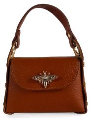 ORE10 Skórzana torebka "Raser" w kolorze jasnobrązowym - 17 x 12 x 6 cm rozmiar: onesize. Brązowe torby na ramię ORE10, z aplikacjami, z materiału, przez ramię, bez dodatków. Za 130.99 zł.