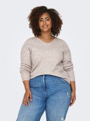 ONLY Carmakoma Sweter w kolorze jasnoróżowo-kremowym rozmiar: XL-54. Brązowe swetry Only Carmakoma, xl, bez wzorów, bez ramiączek. Za 74.63 zł.