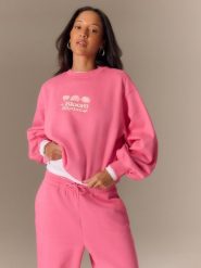 4F Bluza dresowa loose bez kaptura damska - różowa XS. Czerwone bluzy 4f, xs, bez wzorów, z dresówki, bez kaptura. Za 169.99 zł.