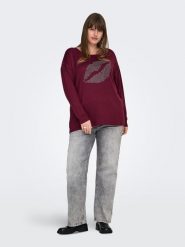 ONLY Sweter w kolorze bordowym rozmiar: XL-54. Czerwone swetry Only, xl, bez wzorów, bez ramiączek. Za 69.58 zł.