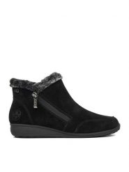 Rieker Botki CEO-47256-00 Czarny. Czarne botki Rieker, bez wzorów, ze skóry, bez obcasa, na płaskiej podeszwie, bez zapięcia. Za 429.99 zł.