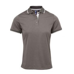 Damska Koszulka Polo Coolchecker W Kontrastowym Kolorze. Szare koszulki polo PREMIER, l, bez wzorów, bez kołnierzyka, bez ramiączek. Za 96.99 zł.