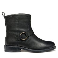Botki Geox. Czarne botki Geox, bez wzorów, bez obcasa, na płaskiej podeszwie, bez zapięcia. Za 639.99 zł.