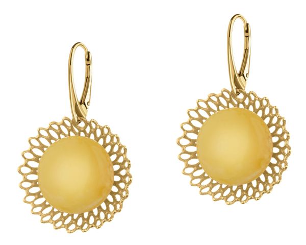 Kolczyki srebrne z bursztynem - rozety. Szare kolczyki Apart, z bursztynem, pozłacane. Za 599.00 zł.