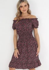 Czarno-Czerwona Sukienka Hiszpanka z Bawełny z Gumką w Pasie Viliana. Czarne sukienki Born2be, na co dzień, na lato, l, bez wzorów, z bawełny, eleganckie, bez kołnierzyka, bez ramiączek, midi. Za 39.99 zł.