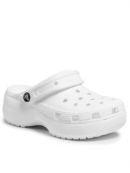 Crocs Klapki Classic Platform Clog W 206750 Biały. Białe klapki Crocs, bez wzorów, z tworzywa sztucznego, bez obcasa. Za 229.99 zł.