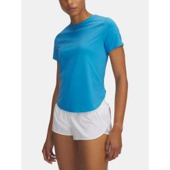 T-Shirt Damski Under Armour Koszulka Sportowa Do Biegania. Niebieskie koszulki sportowe Under Armour, bez wzorów, bez ramiączek, do biegania. W wyprzedaży za 156.69 zł.