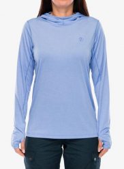 Bluza damska z kapturem Fjallraven Abisko Sun-hoodie. Niebieskie bluzy Fjällräven, na lato, s, bez wzorów, z materiału, z kapturem. Za 390.49 zł.