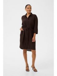 Kaffe Sukienka w kolorze ciemnobrązowym rozmiar: 36. Brązowe sukienki Kaffe, bez wzorów, z tkaniny, bez kołnierzyka, bez ramiączek, midi, rozkloszowane. Za 173.99 zł.