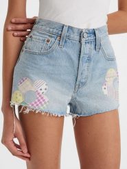 Levi's Szorty dżinsowe "501" w kolorze błękitnym rozmiar: W26. Niebieskie szorty Levi's®, z aplikacjami, klasyczne, z podwyższonym stanem. Za 98.95 zł.