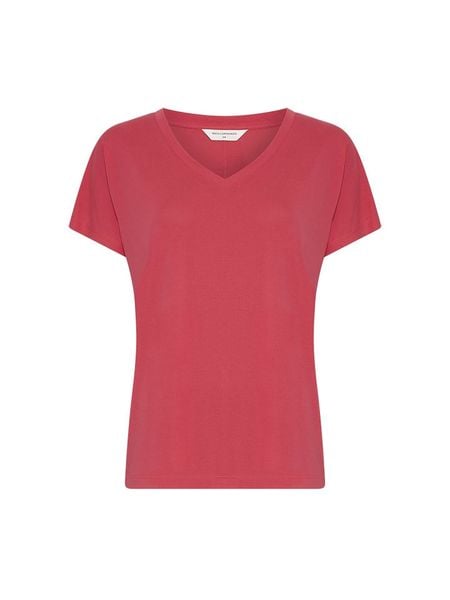 MOSS COPENHAGEN Koszulka "Fenya" w kolorze koralowym rozmiar: L/XL. Czerwone bluzki Moss Copenhagen, l, bez wzorów, bez kołnierzyka, bez ramiączek. Za 91.77 zł.