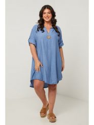 Curvy Lady Sukienka w kolorze niebieskim rozmiar: 44/46. Niebieskie sukienki Curvy Lady, bez wzorów, klasyczne, bez kołnierzyka, bez ramiączek, midi. Za 123.25 zł.