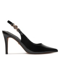 Sandały Nine West. Czarne sandały Nine West, bez wzorów, bez obcasa, na szpilce, bez zapięcia. Za 249.99 zł.