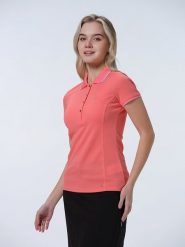LUHTA Koszulka "Kivimaa" w kolorze łososiowym rozmiar: XL. Pomarańczowe bluzki Luhta, xl, bez wzorów, bez kołnierzyka, bez ramiączek. Za 119.40 zł.